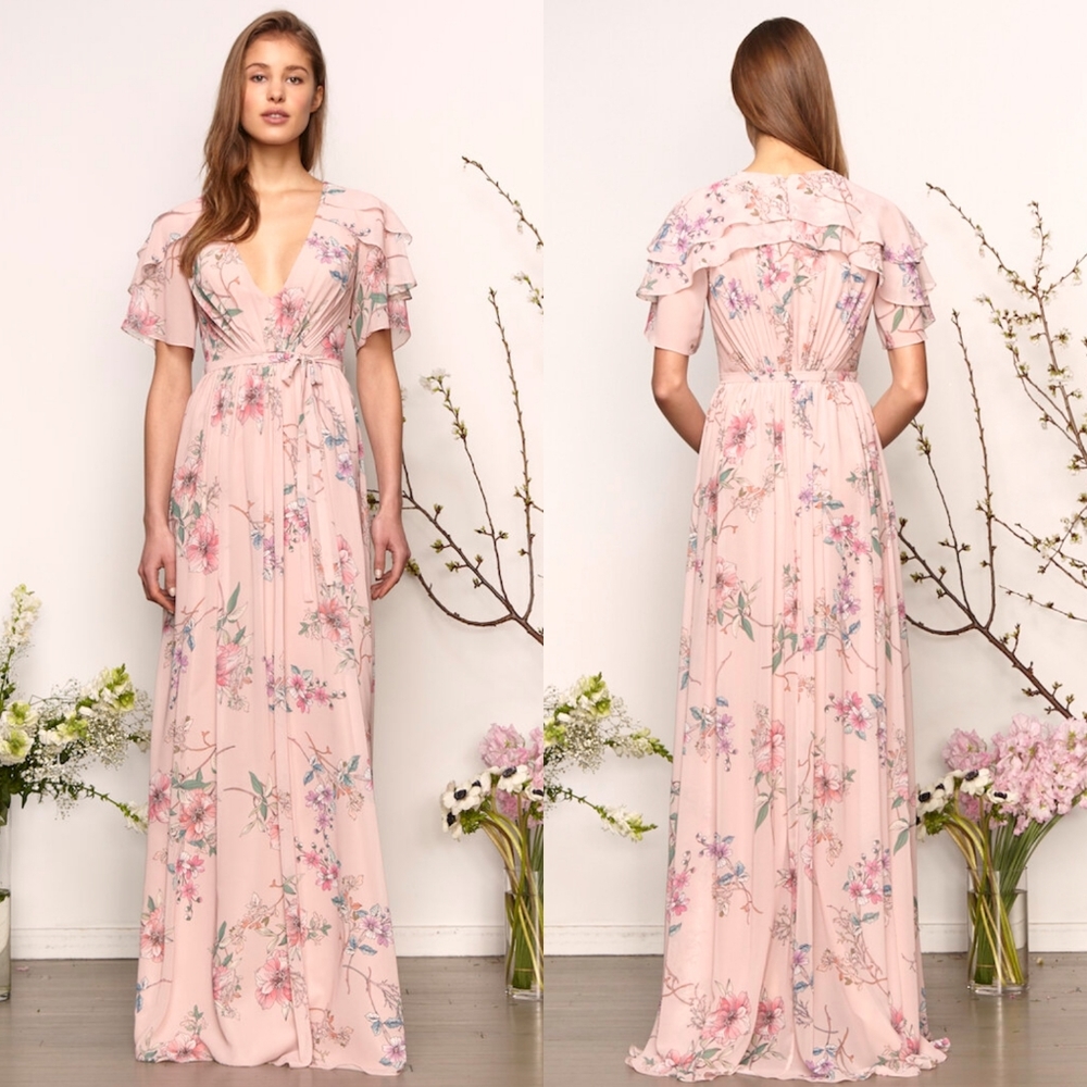 Monique Lhullier Bridesmaids Zoe Dress Shell Pink Size 12